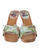 Stuart Weitzman Leather Floral Print Slides