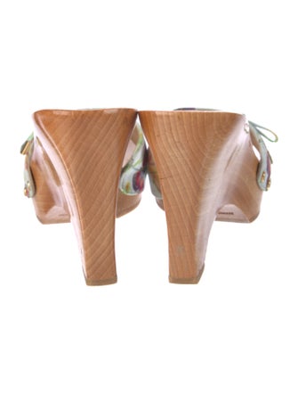 Stuart Weitzman Leather Floral Print Slides