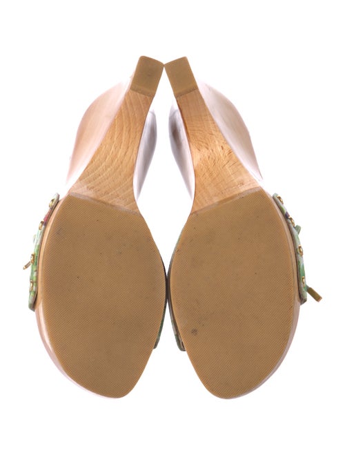 Stuart Weitzman Leather Floral Print Slides