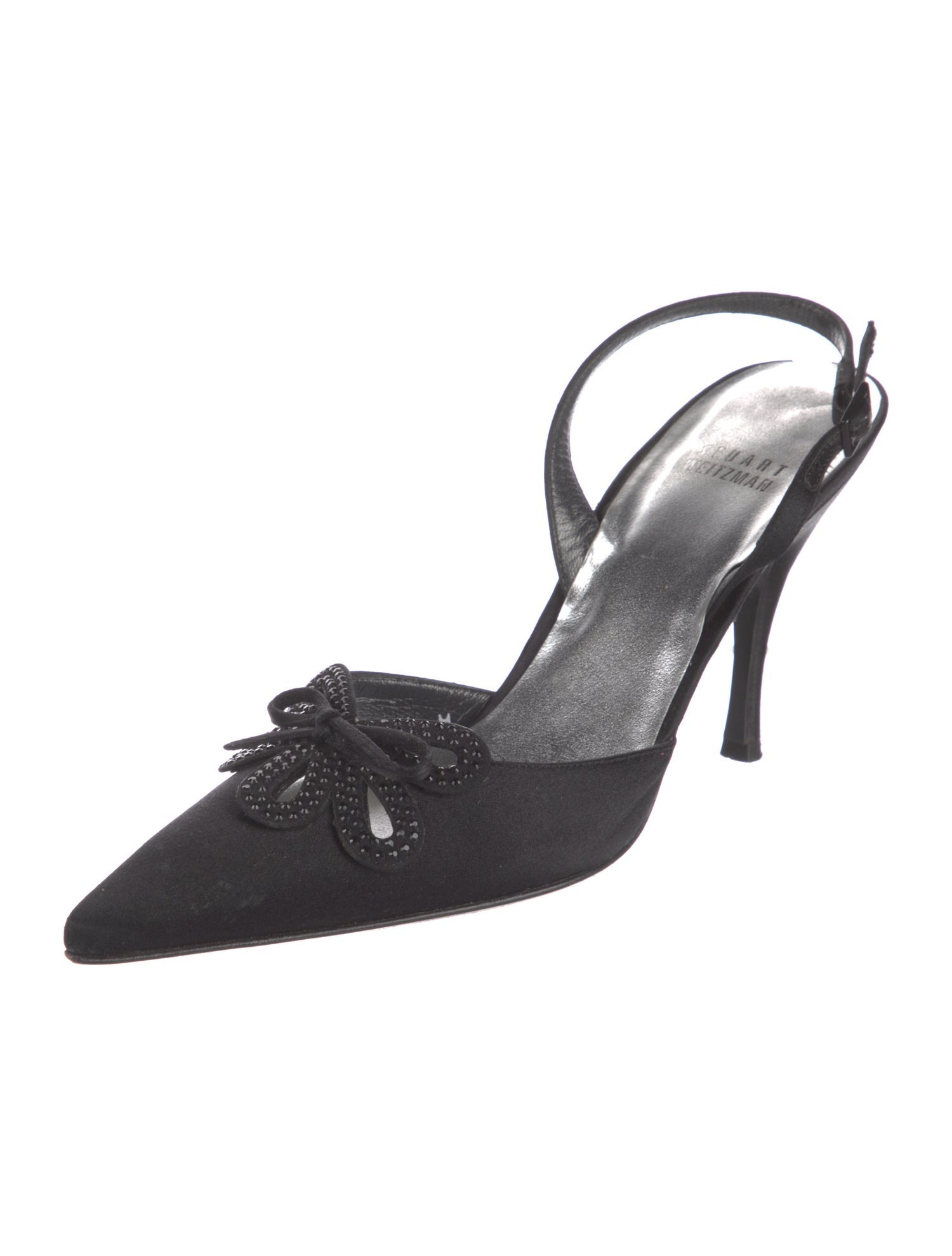 Stuart Weitzman Satin Bow Accents Slingback Pumps