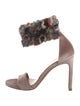 Stuart Weitzman Velvet Faux Fur Trim Sandals