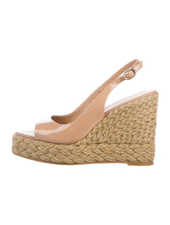 Stuart Weitzman Patent Leather Colorblock Pattern Espadrilles