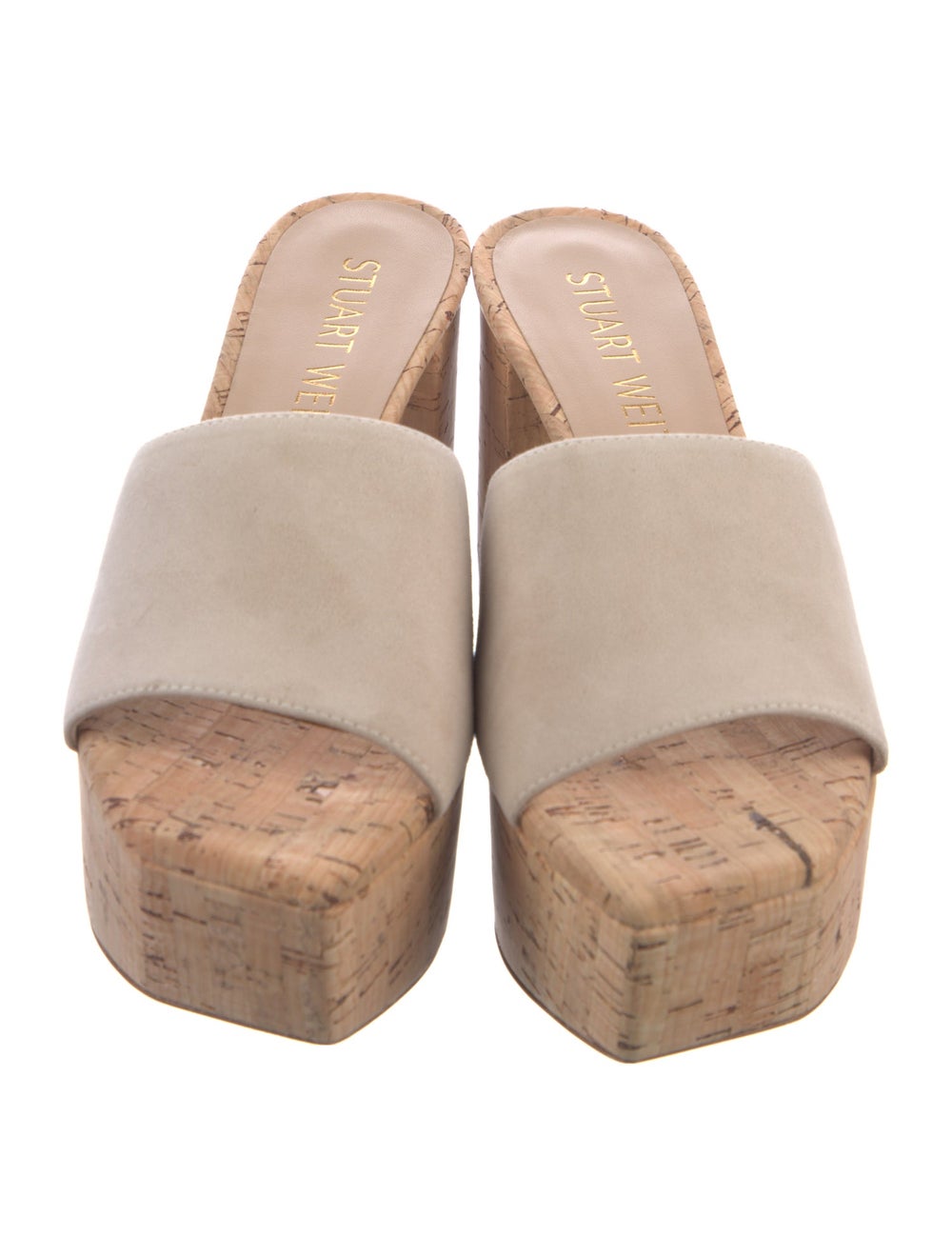 Stuart Weitzman Suede Slides Neutrals Platform - image 3