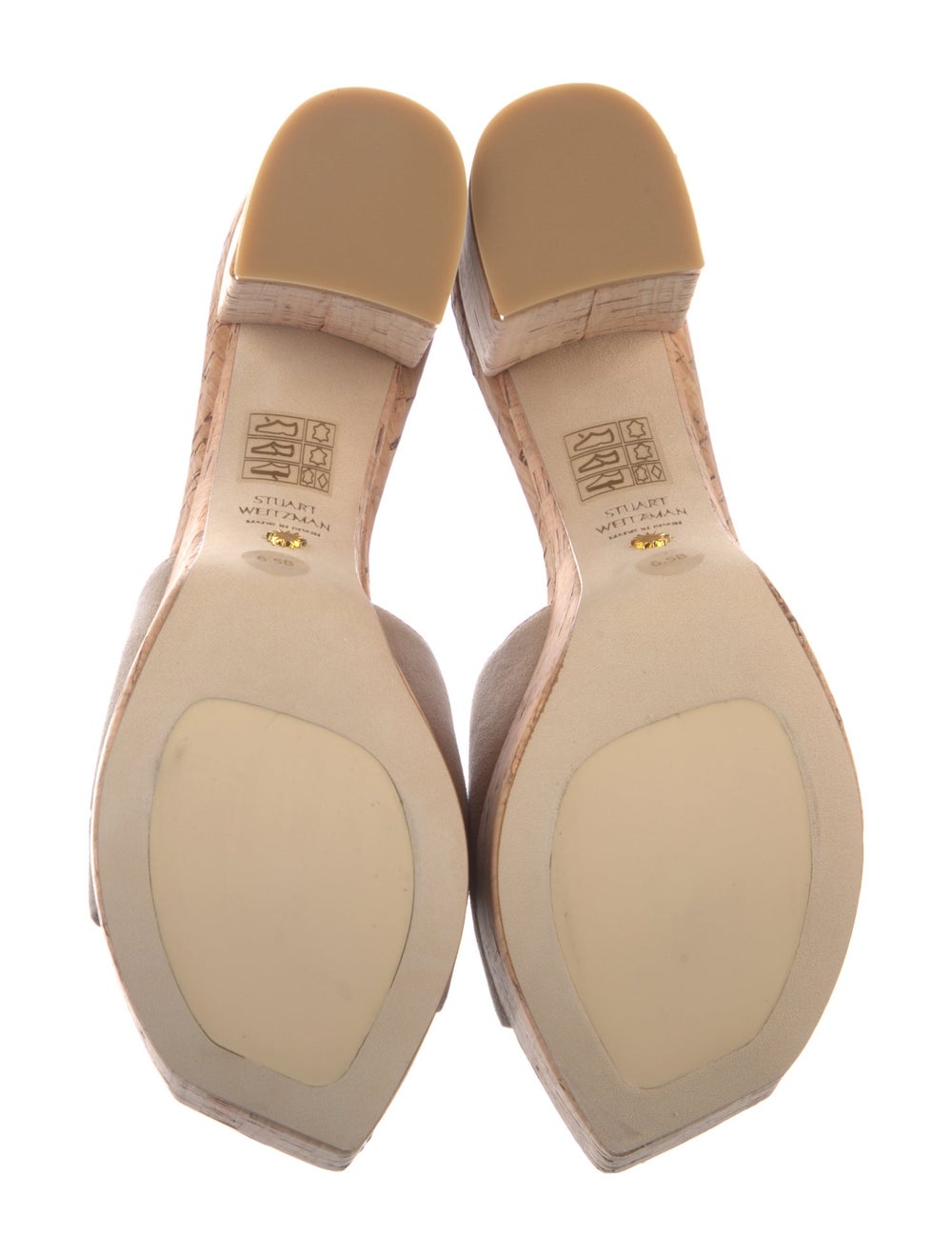 Stuart Weitzman Suede Slides Neutrals Platform - image 5