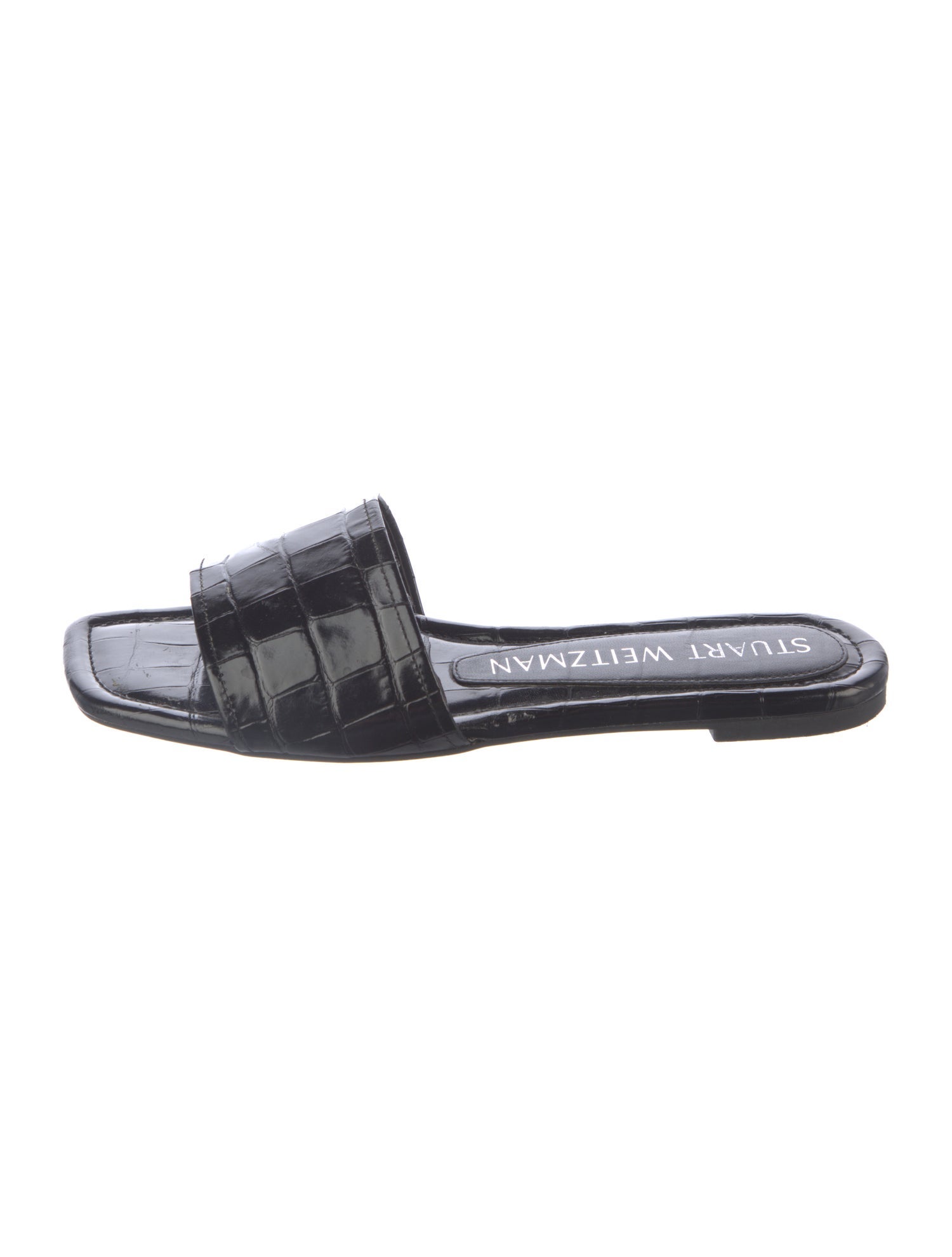 Stuart Weitzman Embossed Leather Slides