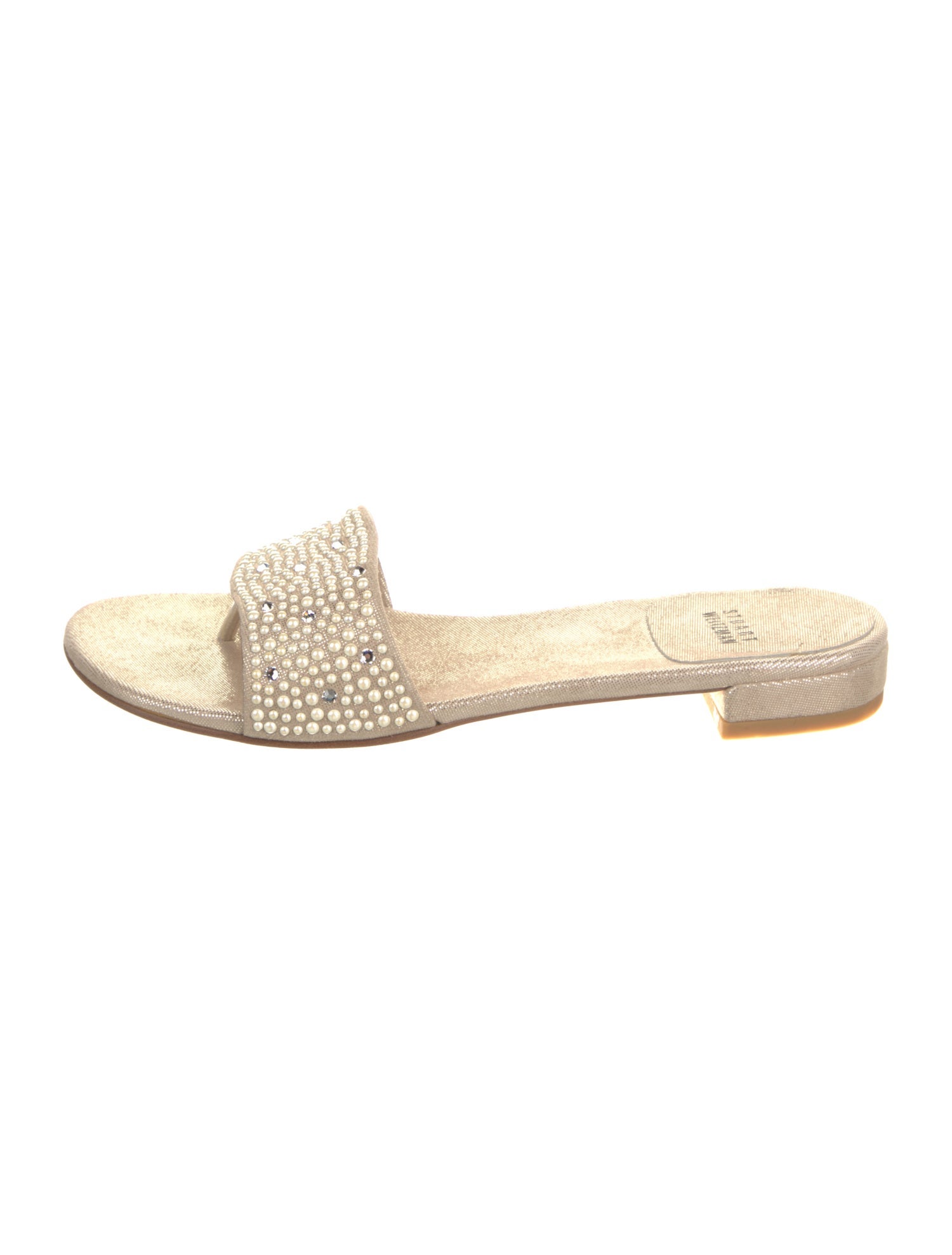 Stuart Weitzman Canvas Crystal Embellishments Slides