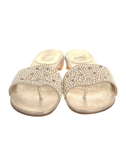 Stuart Weitzman Canvas Crystal Embellishments Slides