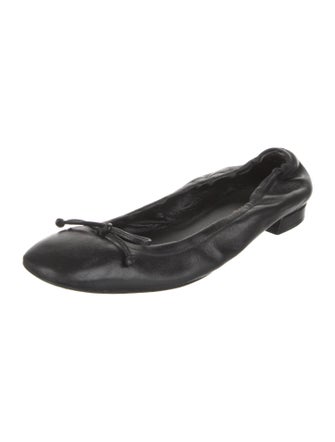 Stuart Weitzman Leather Bow Accents Ballet Flats