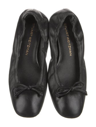 Stuart Weitzman Leather Bow Accents Ballet Flats