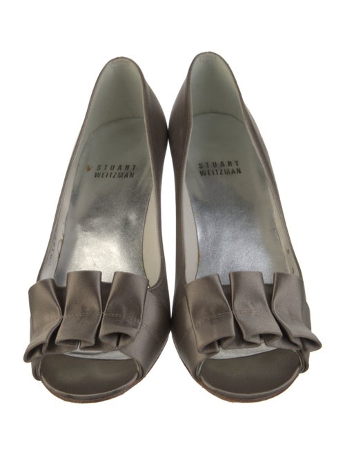 Stuart Weitzman Satin Pleated Accents Pumps
