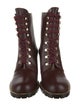 Stuart Weitzman Leather Chain-Link Accents Combat Boots