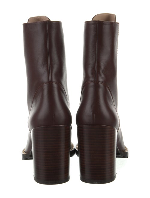 Stuart Weitzman Leather Chain-Link Accents Combat Boots