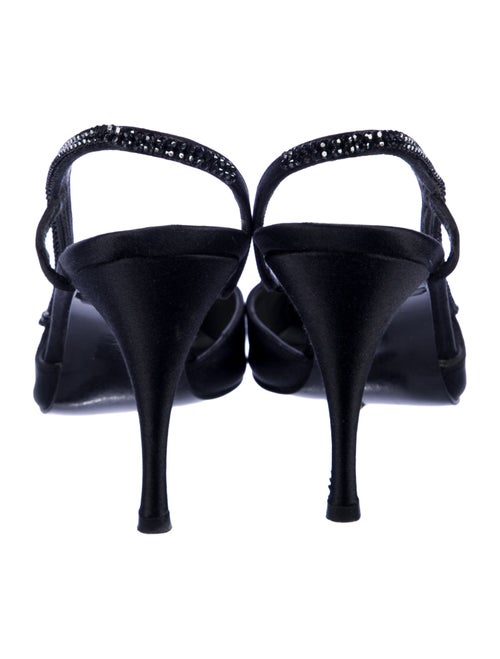 Stuart Weitzman Satin Crystal Embellishments Slingback Pumps