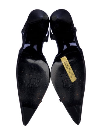 Stuart Weitzman Satin Crystal Embellishments Slingback Pumps