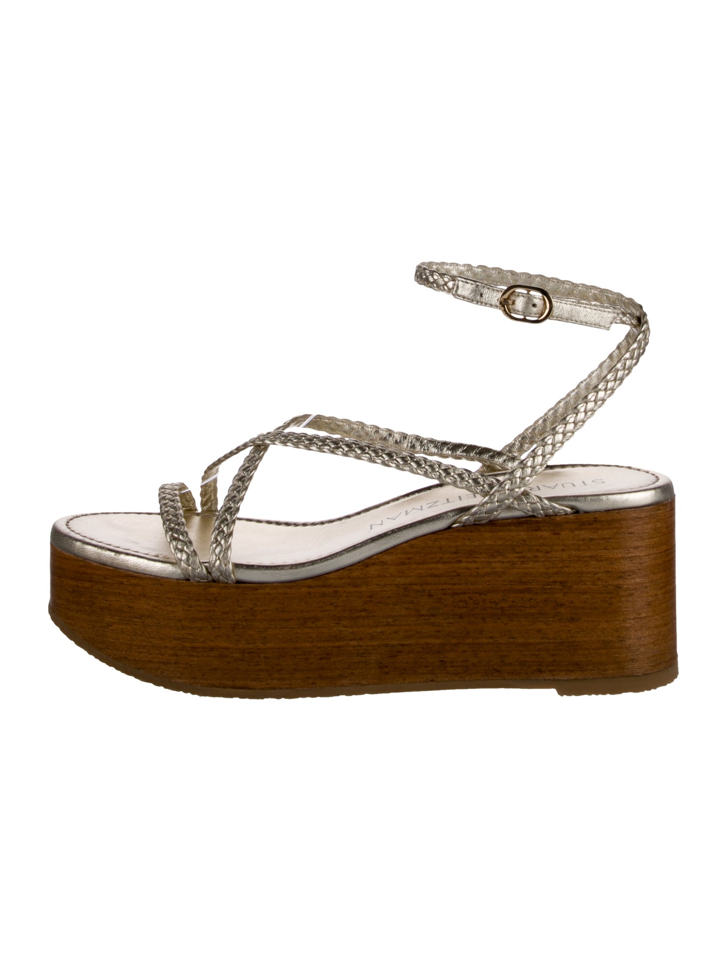 Stuart Weitzman Leather Braided Accents Sandals
