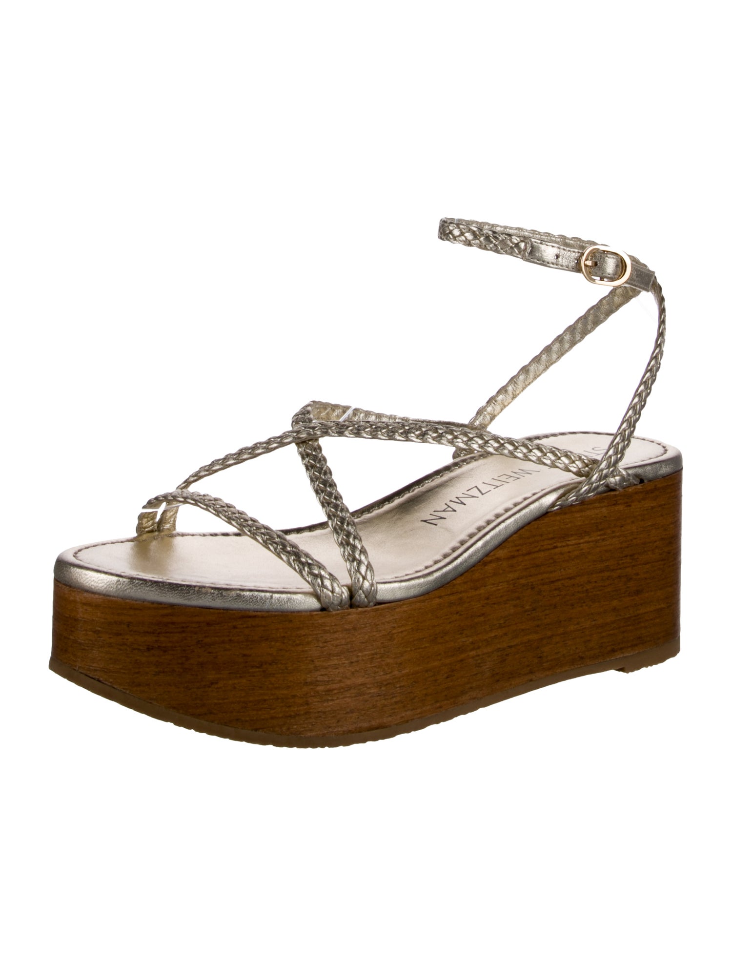 Stuart Weitzman Leather Braided Accents Sandals