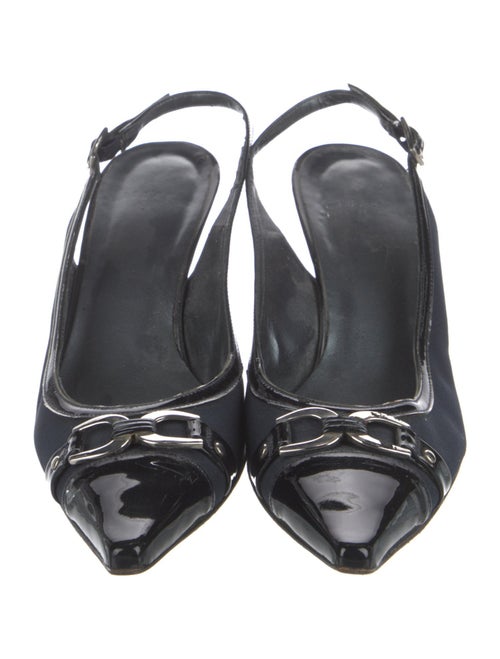 Stuart Weitzman Canvas Chain-Link Accents Slingback Pumps