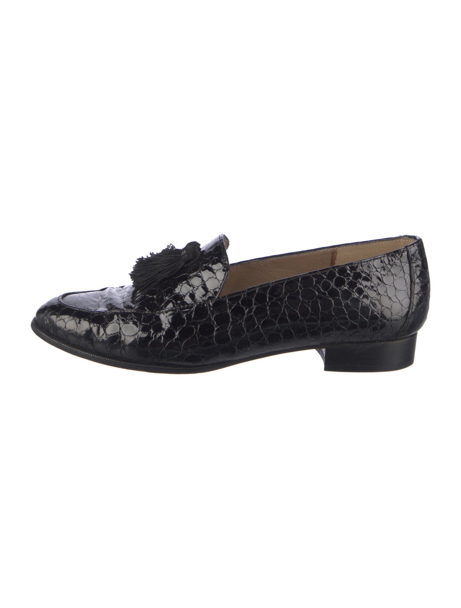 Stuart Weitzman Leather Tassel Accents Loafers