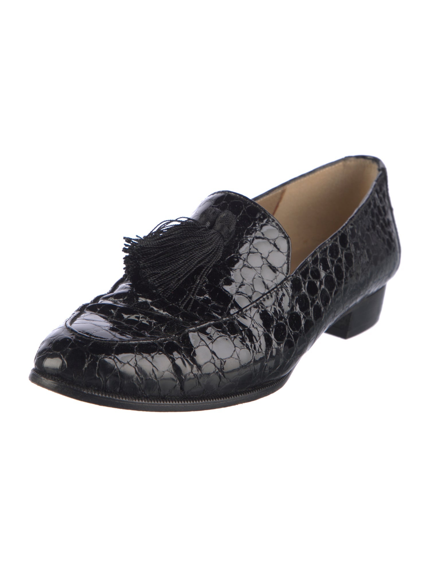 Stuart Weitzman Leather Tassel Accents Loafers
