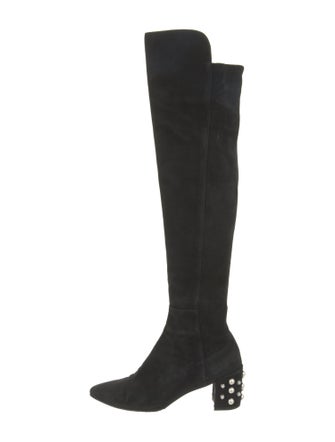 Stuart Weitzman Suede Studded Accents Boots