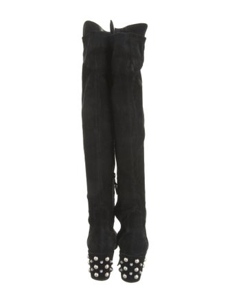 Stuart Weitzman Suede Studded Accents Boots