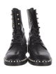 Stuart Weitzman Leather Beaded Accents Combat Boots