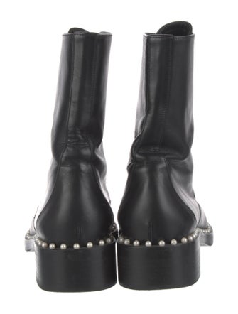 Stuart Weitzman Leather Beaded Accents Combat Boots