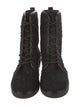Stuart Weitzman Tweed Crystal Embellishments Combat Boots