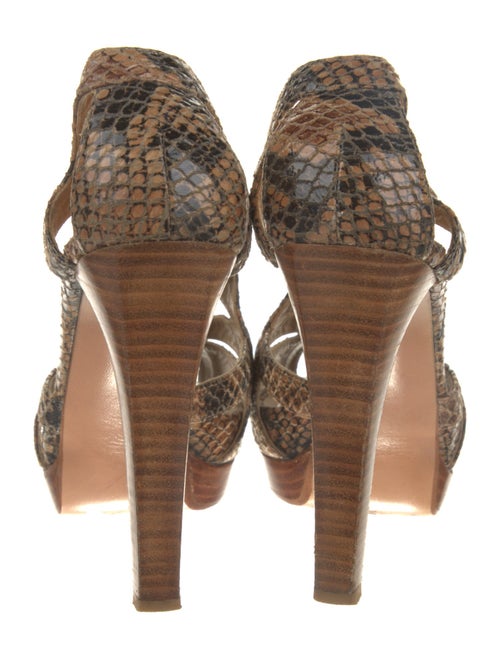 Stuart Weitzman Snakeskin Animal Print T-Strap Sandals