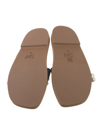 Stuart Weitzman Leather Beaded Accents Slides