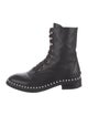 Stuart Weitzman Leather Beaded Accents Combat Boots