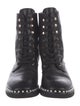 Stuart Weitzman Leather Beaded Accents Combat Boots