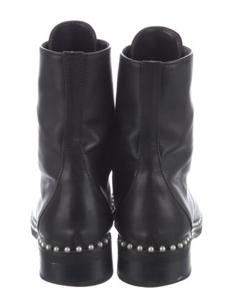 Stuart Weitzman Leather Beaded Accents Combat Boots