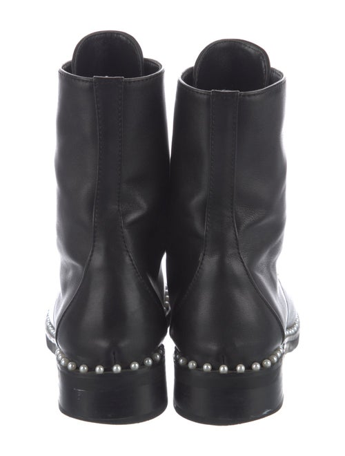Stuart Weitzman Leather Beaded Accents Combat Boots