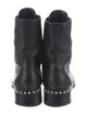Stuart Weitzman Leather Beaded Accents Combat Boots