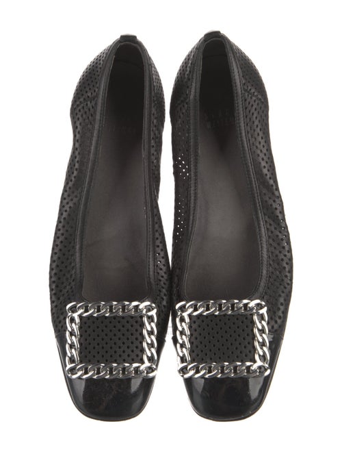 Stuart Weitzman Leather Chain-Link Accents D'Orsay Flats