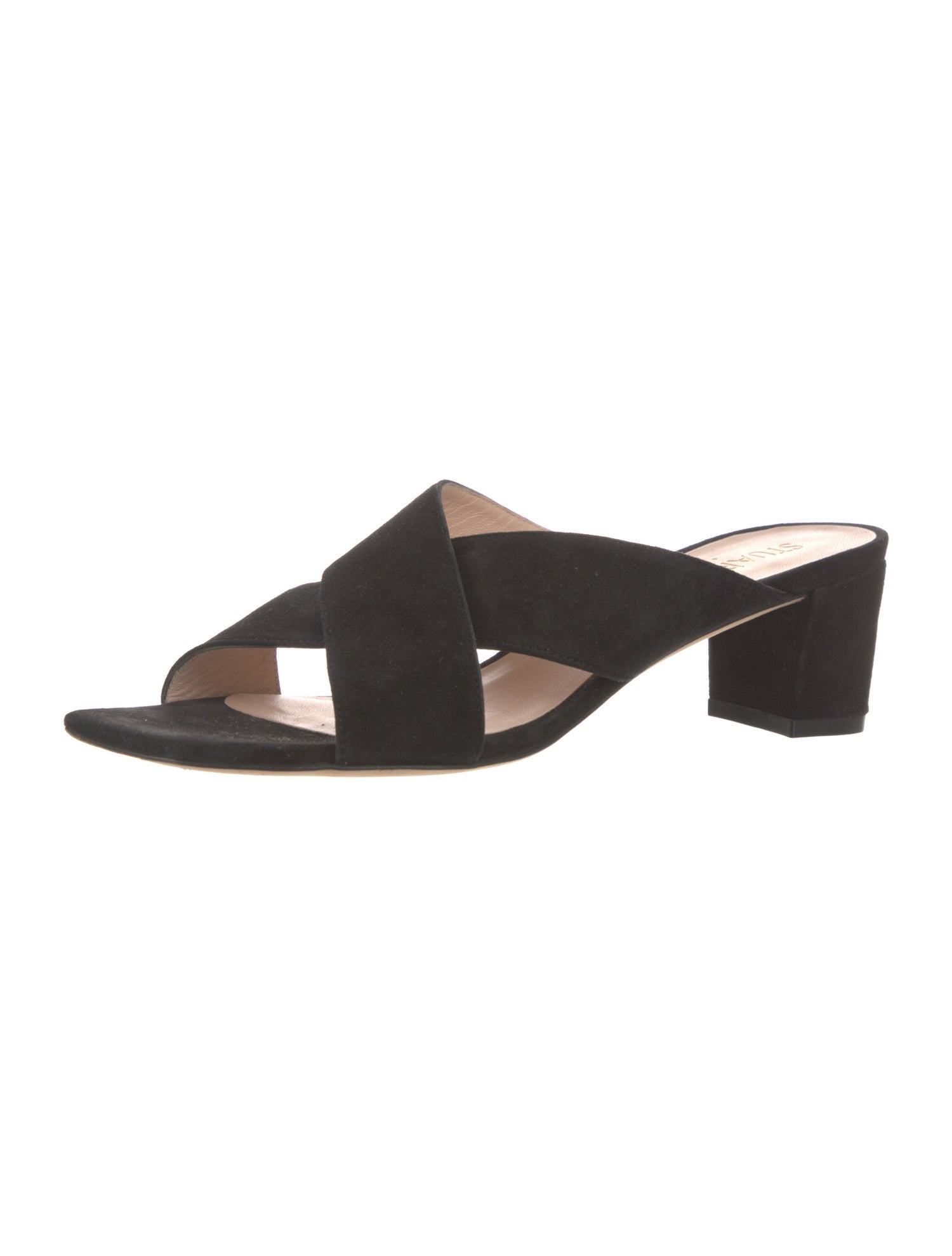 Stuart Weitzman Suede Cutout Accent Slides