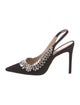 Stuart Weitzman Suede Crystal Embellishments Slingback Pumps