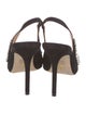 Stuart Weitzman Suede Crystal Embellishments Slingback Pumps