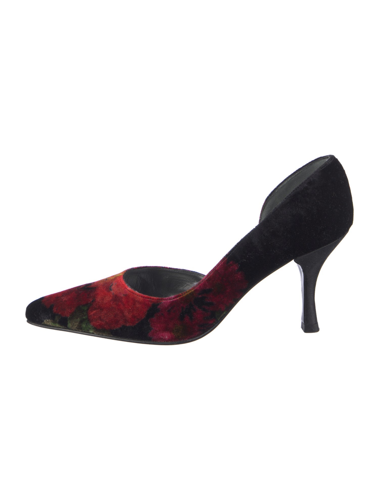 Stuart Weitzman Velvet Floral Print D'Orsay Pumps