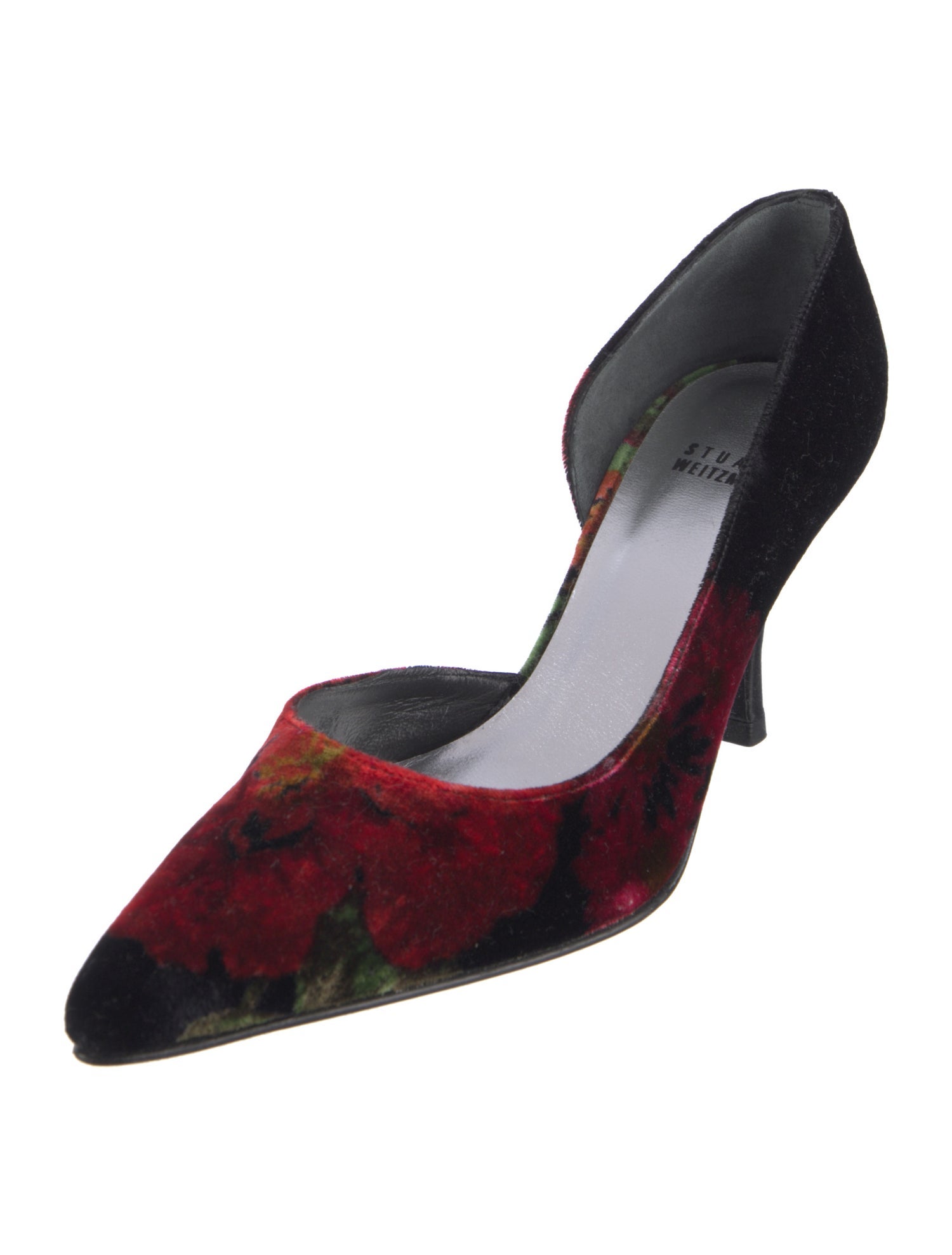 Stuart Weitzman Velvet Floral Print D'Orsay Pumps