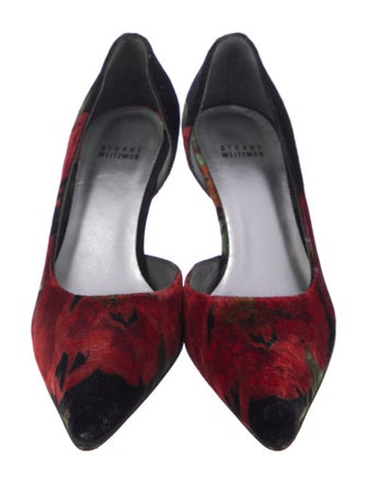 Stuart Weitzman Velvet Floral Print D'Orsay Pumps