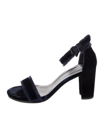 Stuart Weitzman Velvet Fringe Trim Accent Sandals