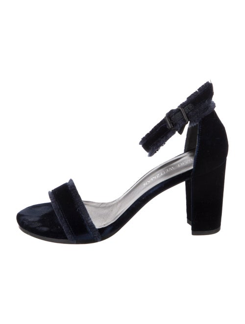 Stuart Weitzman Velvet Fringe Trim Accent Sandals