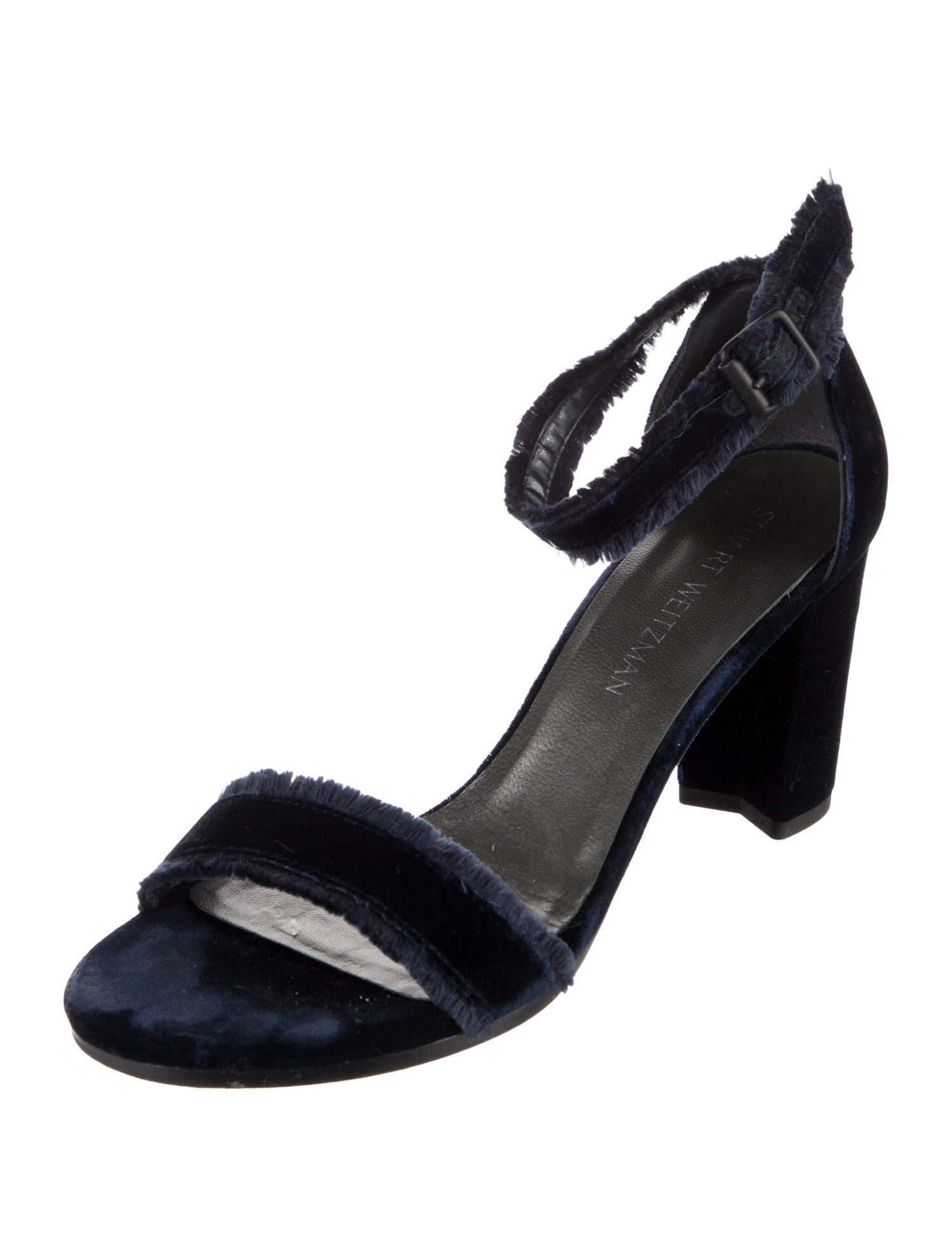 Stuart Weitzman Velvet Fringe Trim Accent Sandals