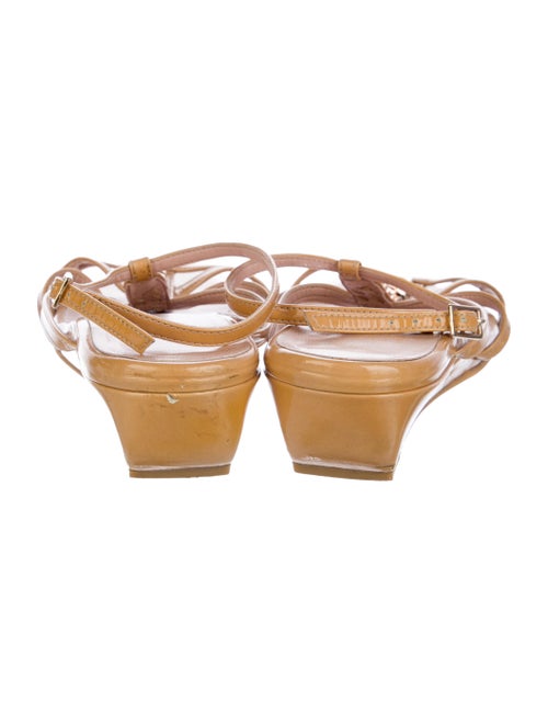 Stuart Weitzman Patent Leather Chain-Link Accents T-Strap Sandals