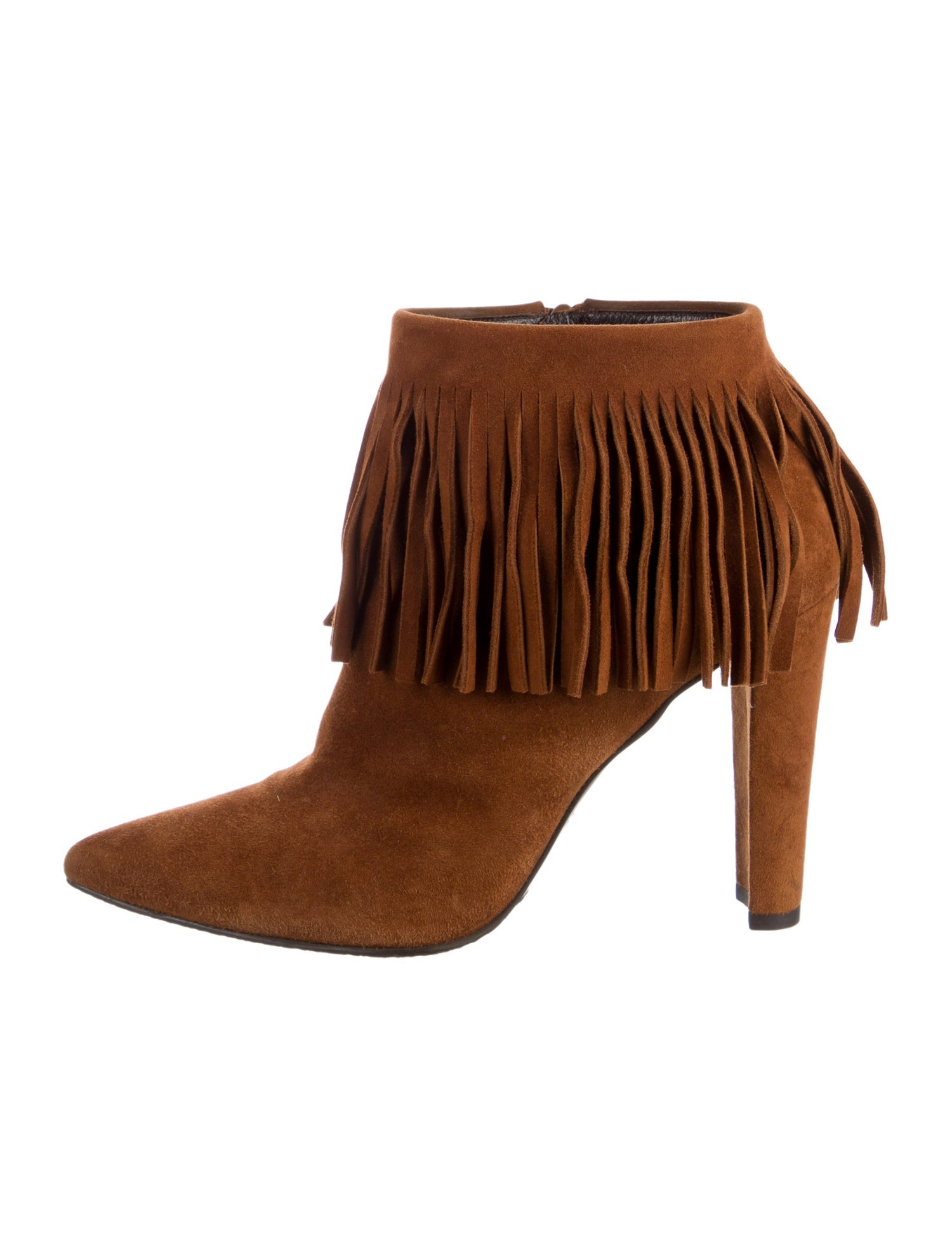 Stuart Weitzman Suede Fringe Trim Accent Boots