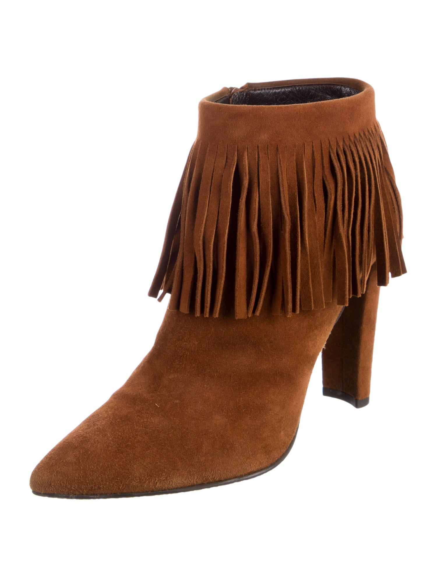 Stuart Weitzman Suede Fringe Trim Accent Boots