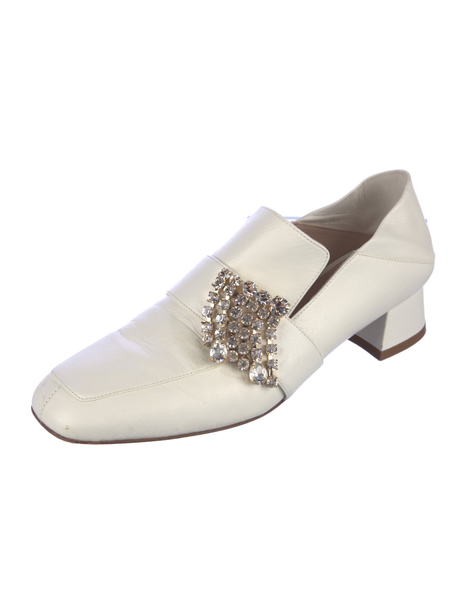 Stuart Weitzman Leather Crystal Embellishments Pumps