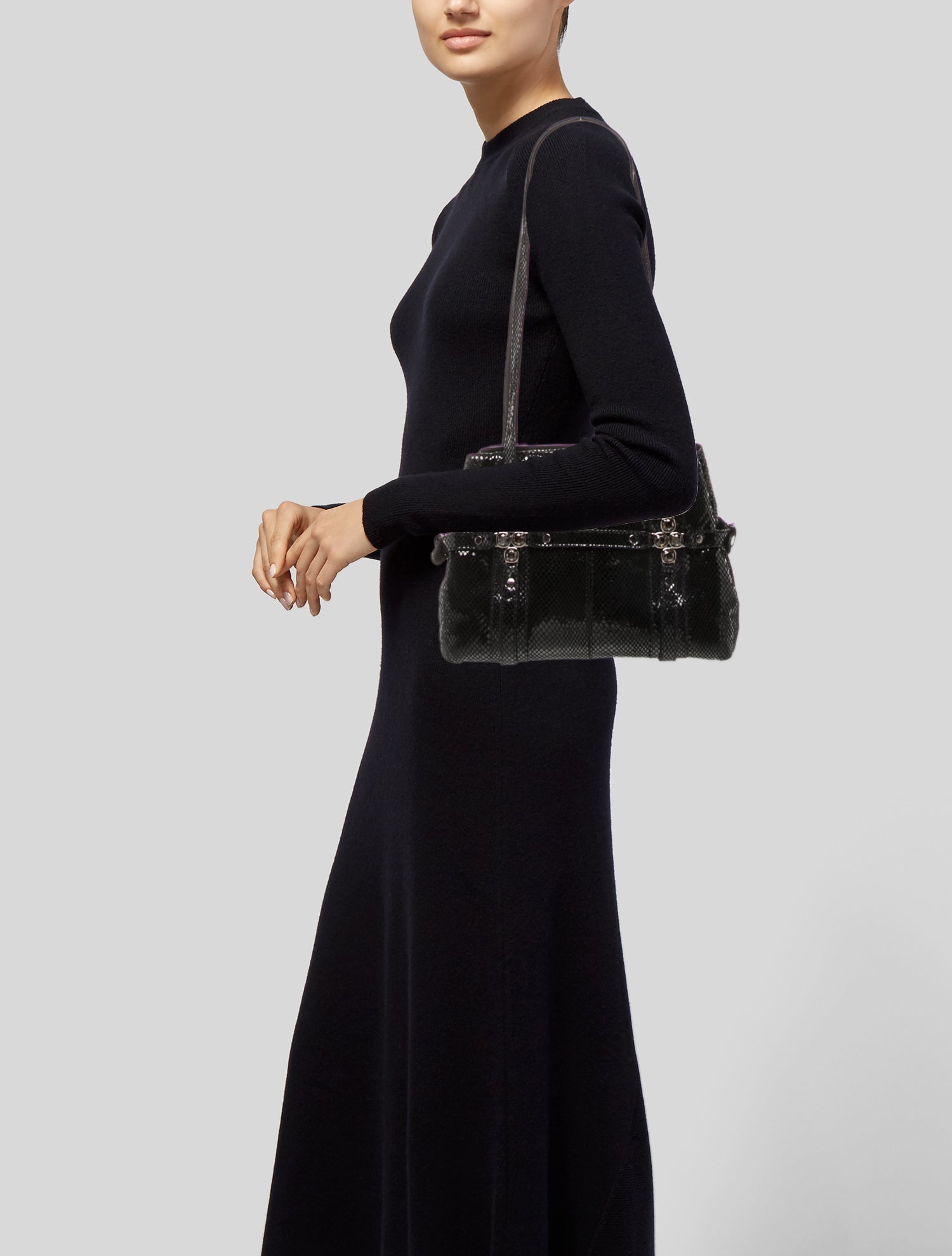 Stuart Weitzman Embossed Leather Shoulder Bag